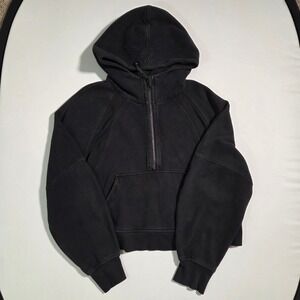 LULULEMON Women's‎ Scuba Oversized Half Zip Pullover Crop Hoodie Black M L